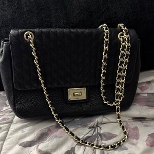 Karl Lagerfeld Black Leather Chain Shoulder Bag